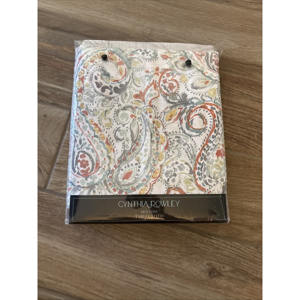 Cynthia Rowley Boho Table Cloth 60"x85" Muliticolor Paisley 100% Cotton